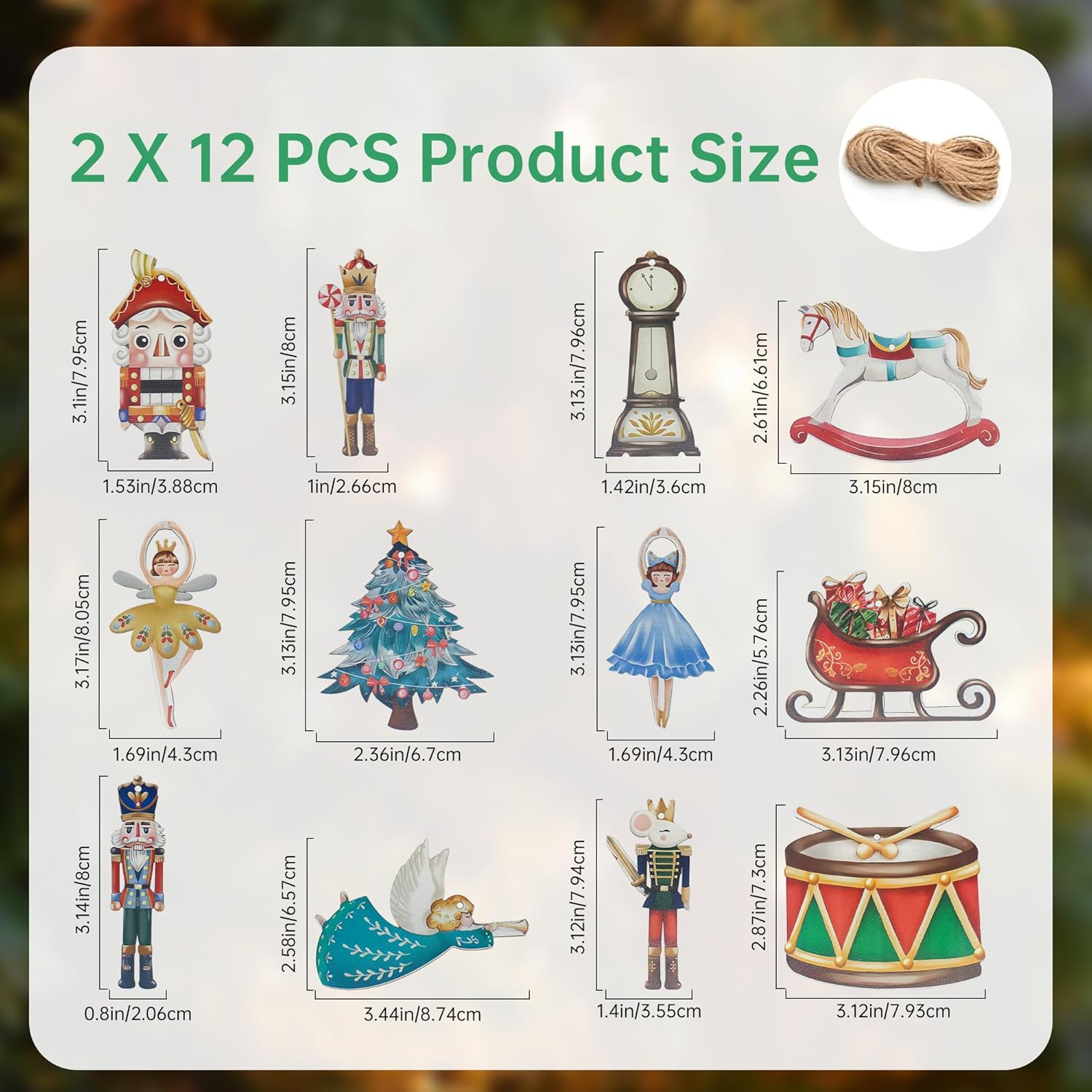 Christmas Nutcracker Ornament Set 24 PCS, Wooden Nutcracker Creative Decorations, Nut Hanging Christmas Statues Set, Christmas Tree Hanging Figurines Decor, Holiday Presents for Home Party, Xmas Gifts