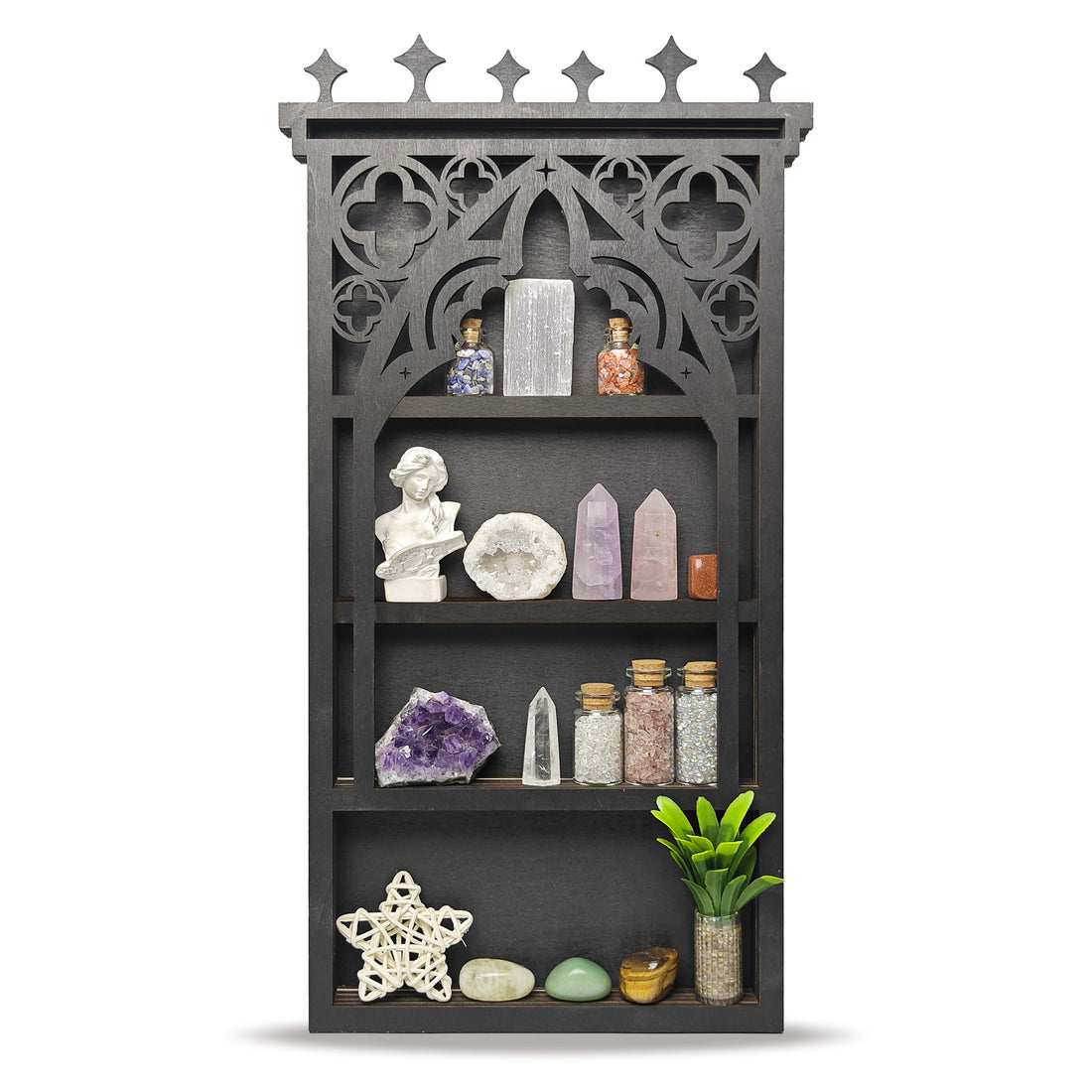 Tower Crystal Display Shelf Wooden Moon Shelf