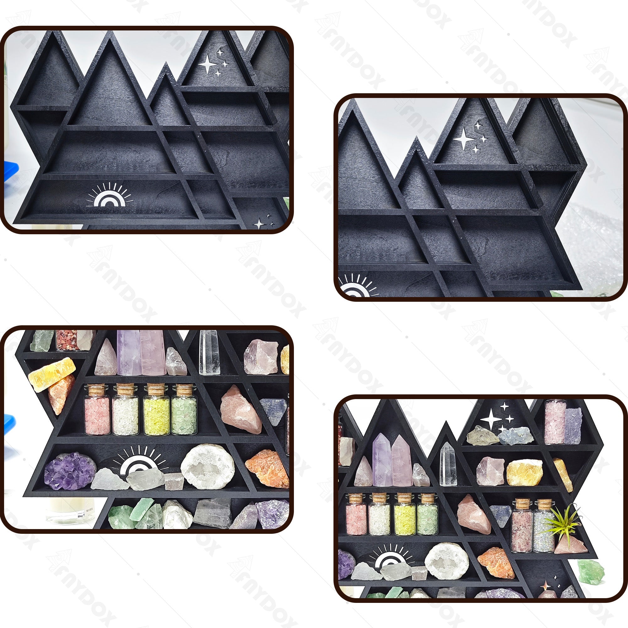 Superb craftsmanship crystal display shelf for a witchy decor aesthetic