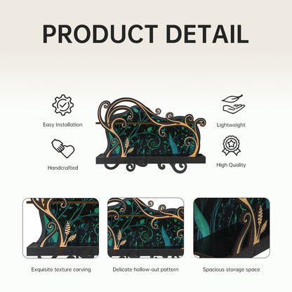 [Floating Shelf]1pc Wall Shelf for Crystals Rocks Gems Healing Stones, Wall Decoration, Trinket Knick Knack Shelf Crystals Holder Organizer, Wooden Wall Shelf for Witch Witchy Wiccan Vine Decor Spiritual Gifts, Halloween Decoration, Gift