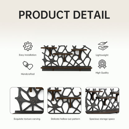 Spider Web Floating Shelf - FNYDOXGI Gothic Halloween Hanging Shelf with Hooks for Wall Oddities and Curiosities - Black Spooky Goth Wall Decor for Kitchen and Home - Crystal Display Shelf for Stones