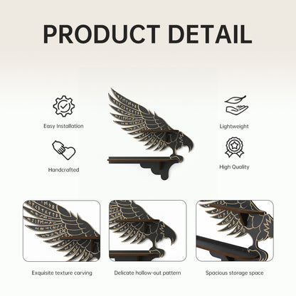 Griffin Floating Shelf - Gothic Halloween Hanging Shelf with Hooks for Wall Oddities and Curiosities - Black Spooky Goth Wall Decor for Kitchen and Home - Crystal Display Shelf for Stones