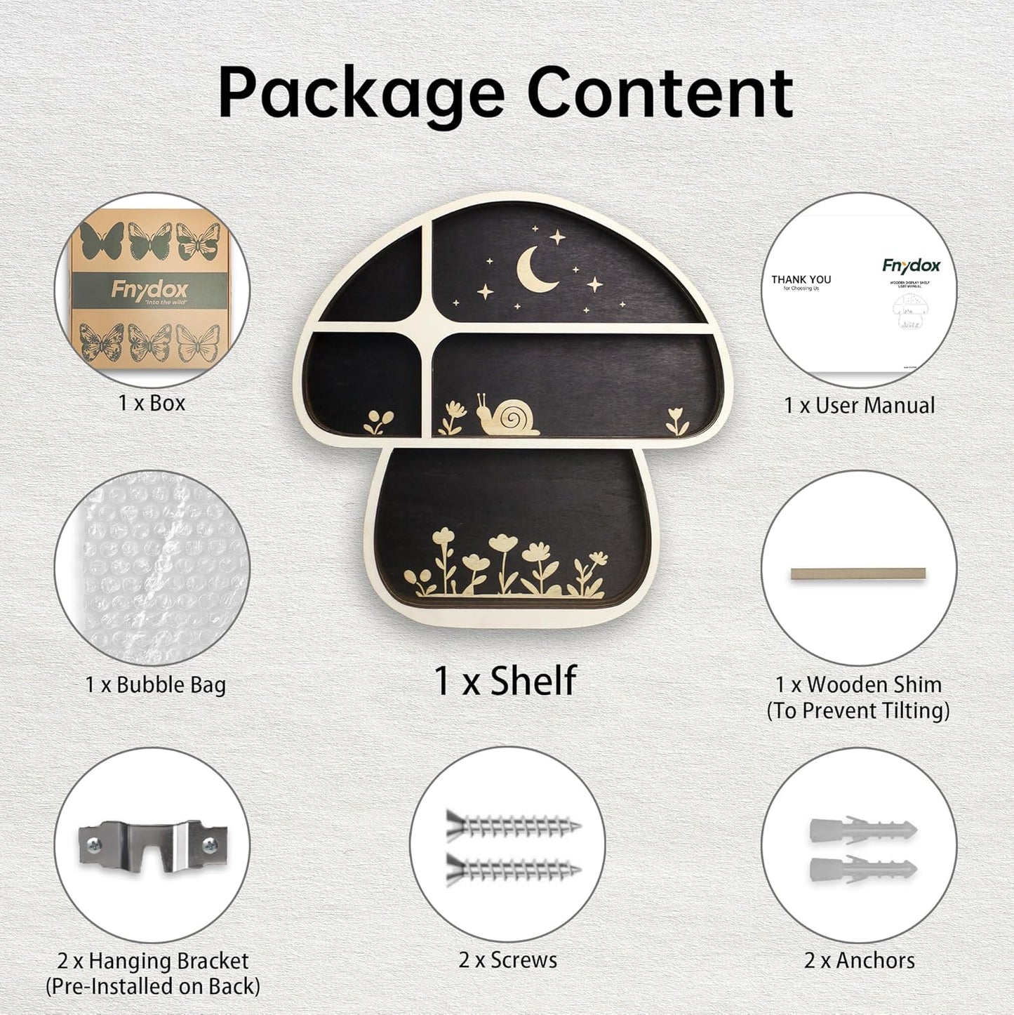 Mushroom Decor, Mushroom Shelf Cute Wall Decor for Mushroom Lovers, Witchy Decor Trinket Knick Knack Shelves, Spiritual Decor Crystal Shelf, Oddities and Curiosities Cute Shelves