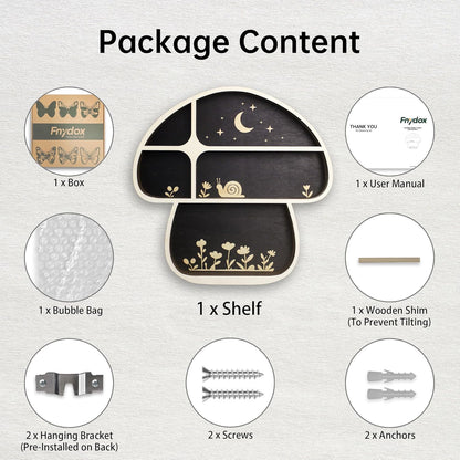 Mushroom Decor, Mushroom Shelf Cute Wall Decor for Mushroom Lovers, Witchy Decor Trinket Knick Knack Shelves, Spiritual Decor Crystal Shelf, Oddities and Curiosities Cute Shelves