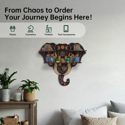 [Floating Shelf]1pc Wooden Wall Shelf, Crystal Display Shelf For Living Room, Bedroom, Rock Gem Stone Storage Organizer, Essential Oil Holder Hanging Case, Meditation Art Spiritual Gift, Wall Decoration, Perfect Gift