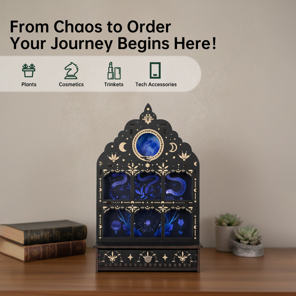 [Pedestals]1pc Wooden Wall Pedestals, Crystal Display Shelf For Living Room, Bedroom, Rock Gem Stone Desktop Storage Organizer, Essential Oil Holder Hanging Case, Meditation Art Spiritual Gift, Moon & Star Wall Decoration, Perfect Gift