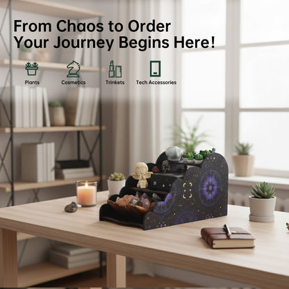 [Pedestals]1pc Wooden Mandala Pedestals, Crystal Display Shelf For Living Room, Bedroom, Rock Gem Stone Desktop Storage Organizer, Essential Oil Holder Hanging Case, Meditation Art Spiritual Gift, Perfect Gift