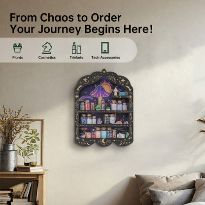 [Floating Shelf] 1pc Mushroom Wall Shelf for Crystals Rocks Gems Healing Stones, Trinket Knick Knack Shelf Crystals Holder Organizer, Wooden Wall Shelf for Witch Witchy Wiccan Decor Spiritual Gifts