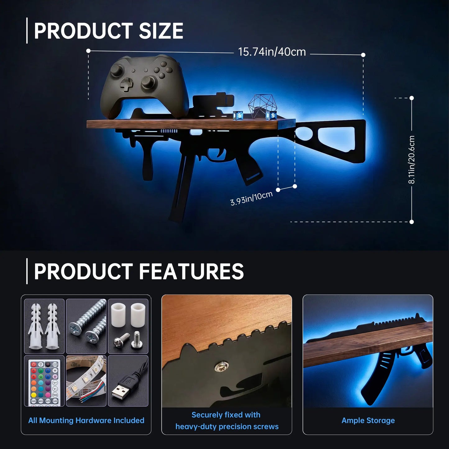 FNYDOX Cool Room Decor - UMP Gun Shelf