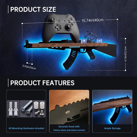 FNYDOX Man Cave Decor AK47 Gun Floating Shelves