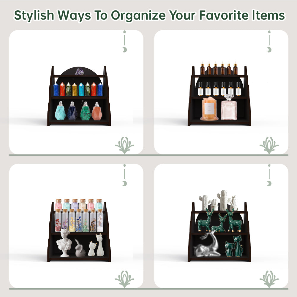 [Pedestals]1pc Wooden Mandala Pedestals, Crystal Display Shelf For Living Room, Bedroom, Rock Gem Stone Desktop Storage Organizer, Essential Oil Holder Hanging Case, Meditation Art Spiritual Gift, Perfect Gift