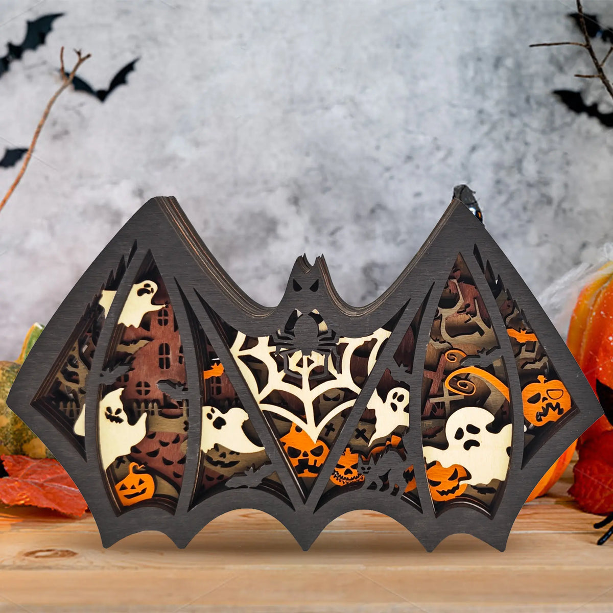 FNYDOX Halloween Bat Wooden Decor