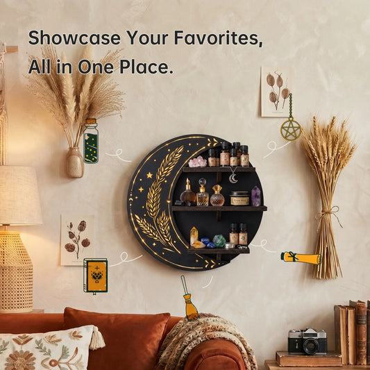 FNYDOX Moon Wall Shelf with LED Lights