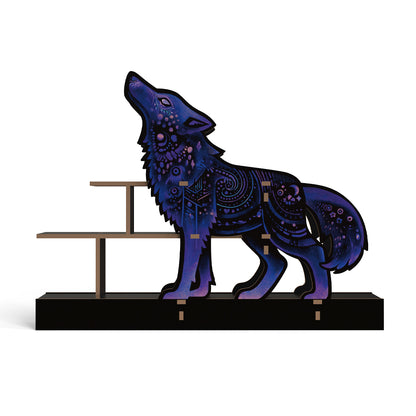 [Pedestals]1pc Wooden Wolf Pedestals, Crystal Display Shelf For Living Room, Bedroom, Rock Gem Stone Desktop Storage Organizer, Essential Oil Holder Hanging Case, Meditation Art Spiritual Gift, Perfect Gift