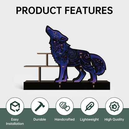 [Pedestals]1pc Wooden Wolf Pedestals, Crystal Display Shelf For Living Room, Bedroom, Rock Gem Stone Desktop Storage Organizer, Essential Oil Holder Hanging Case, Meditation Art Spiritual Gift, Perfect Gift