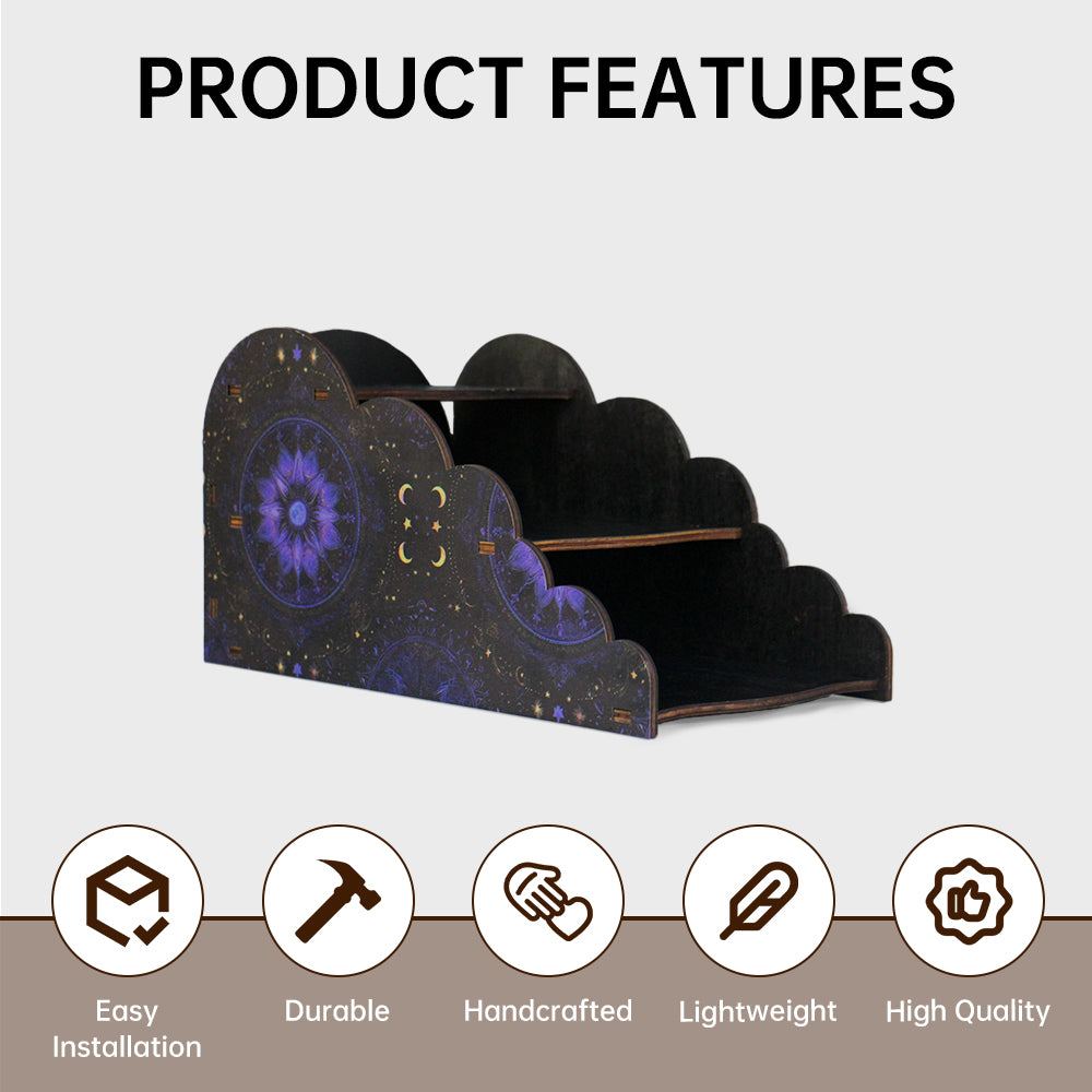 [Pedestals]1pc Wooden Mandala Pedestals, Crystal Display Shelf For Living Room, Bedroom, Rock Gem Stone Desktop Storage Organizer, Essential Oil Holder Hanging Case, Meditation Art Spiritual Gift, Perfect Gift