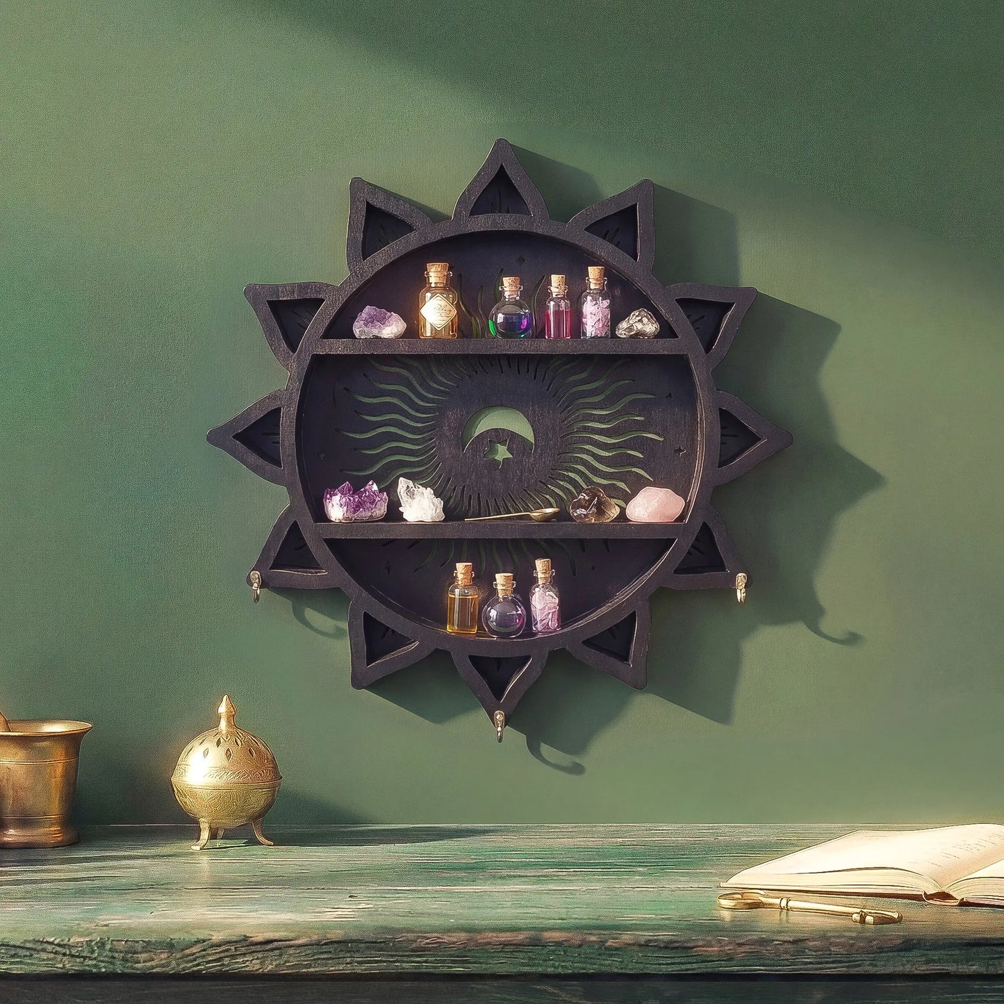 FNYDOX Trinket Shelf with LED Light (Mandala)
