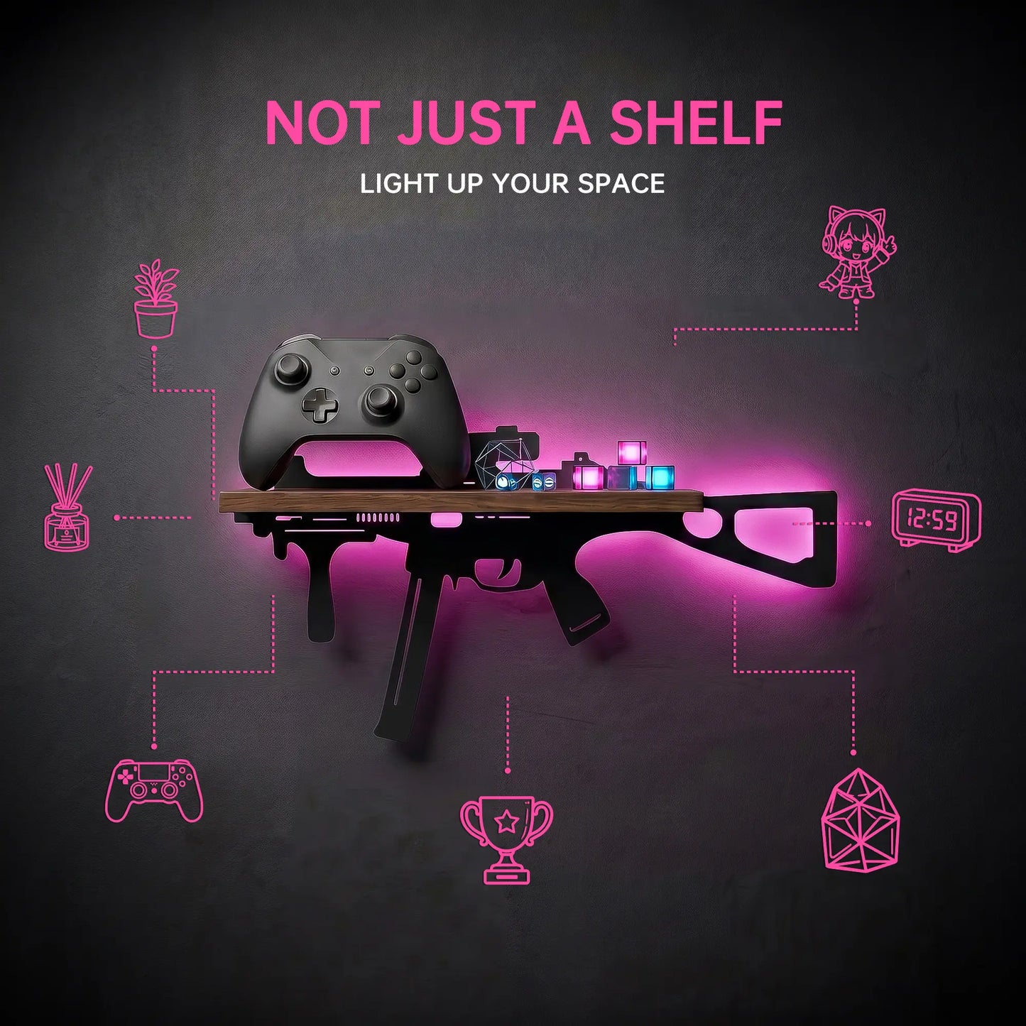 FNYDOX Cool Room Decor - UMP Gun Shelf