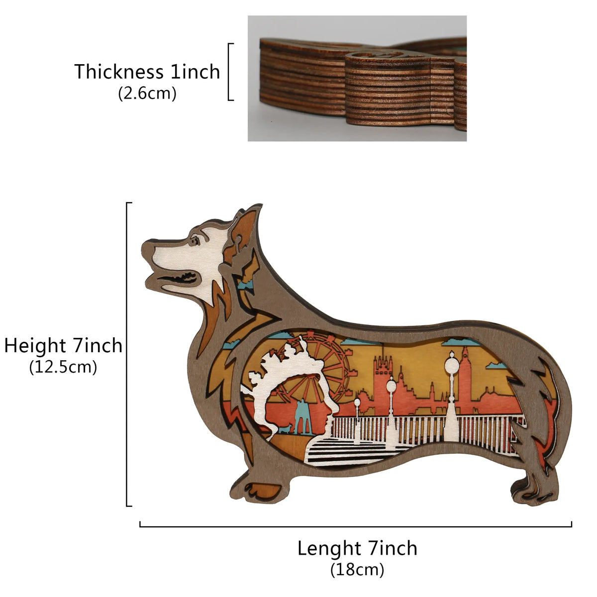 FNYDOX Wooden Corgi Dog Decor
