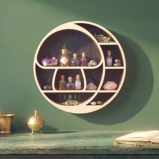 FNYDOX Mushroom and the Moon Shelf with LED Light