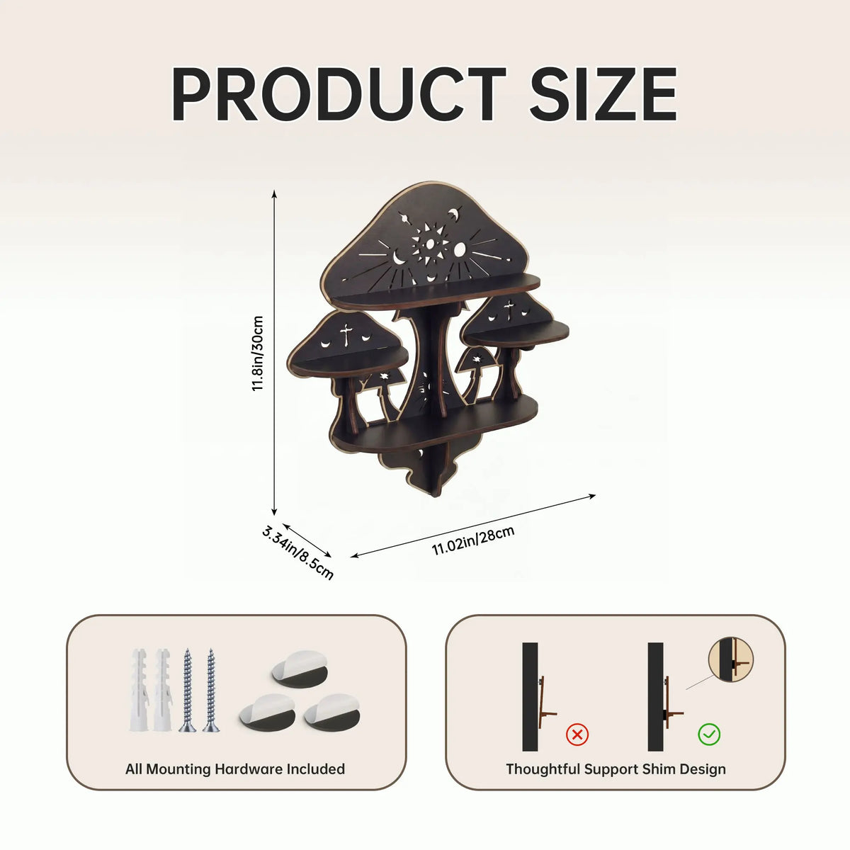 FNYDOX Witchy Mushroom Floating Shelf with Lights