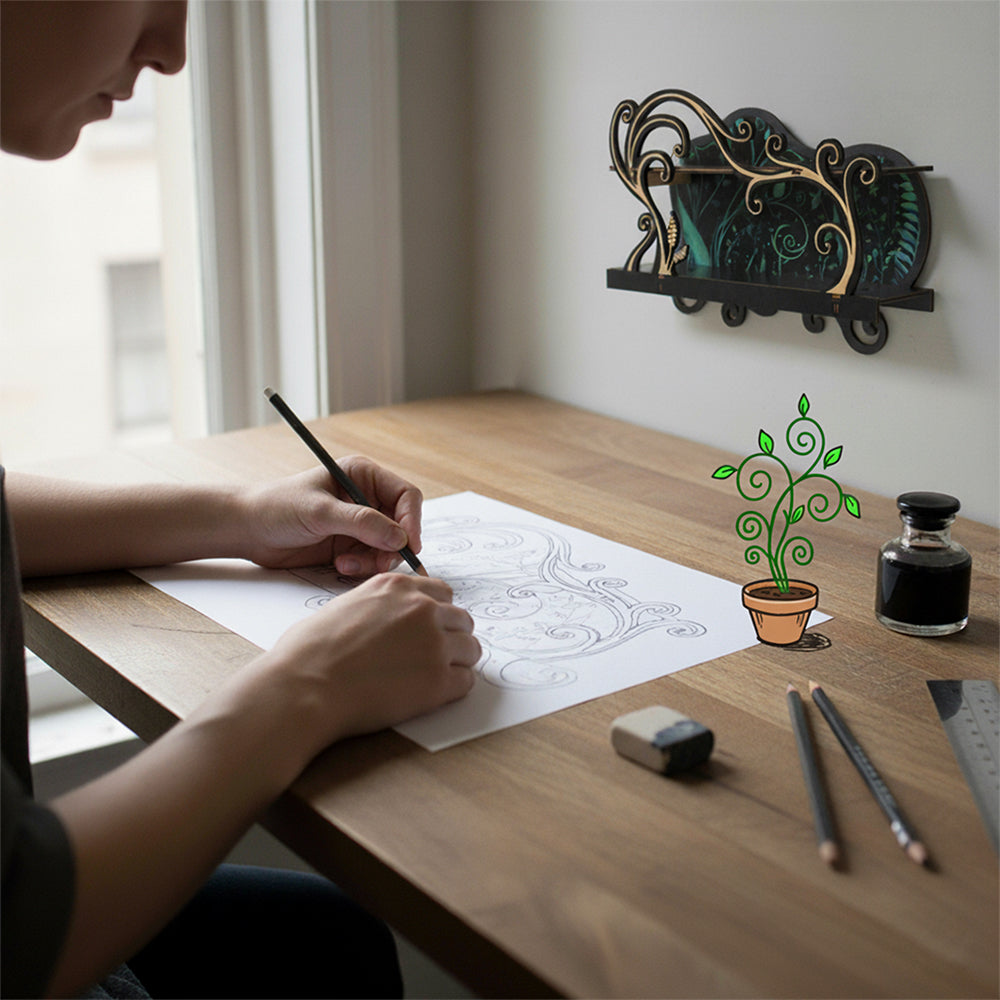 [Floating Shelf]1pc Wall Shelf for Crystals Rocks Gems Healing Stones, Wall Decoration, Trinket Knick Knack Shelf Crystals Holder Organizer, Wooden Wall Shelf for Witch Witchy Wiccan Vine Decor Spiritual Gifts, Halloween Decoration, Gift