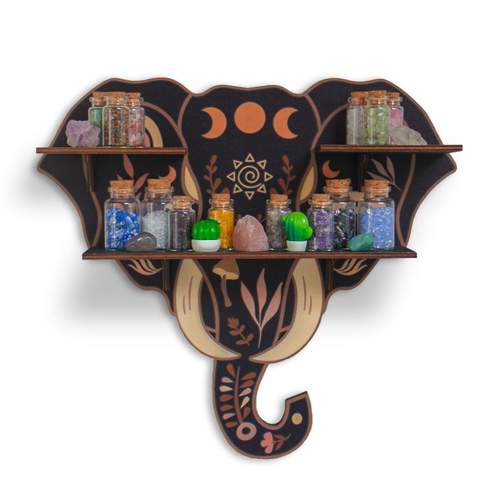 [Floating Shelf]1pc Wooden Wall Shelf, Crystal Display Shelf For Living Room, Bedroom, Rock Gem Stone Storage Organizer, Essential Oil Holder Hanging Case, Meditation Art Spiritual Gift, Wall Decoration, Perfect Gift