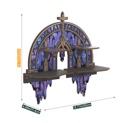 Crescent Moon Shelf, Gothic Trinket Display Shelf & Moon Wall Light For Rocks Gems Healing Stones Crystals Display, Celestial Decor Crystal Holder Witchy Wall Decor