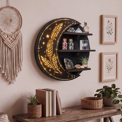 FNYDOX Moon Wall Shelf with LED Lights