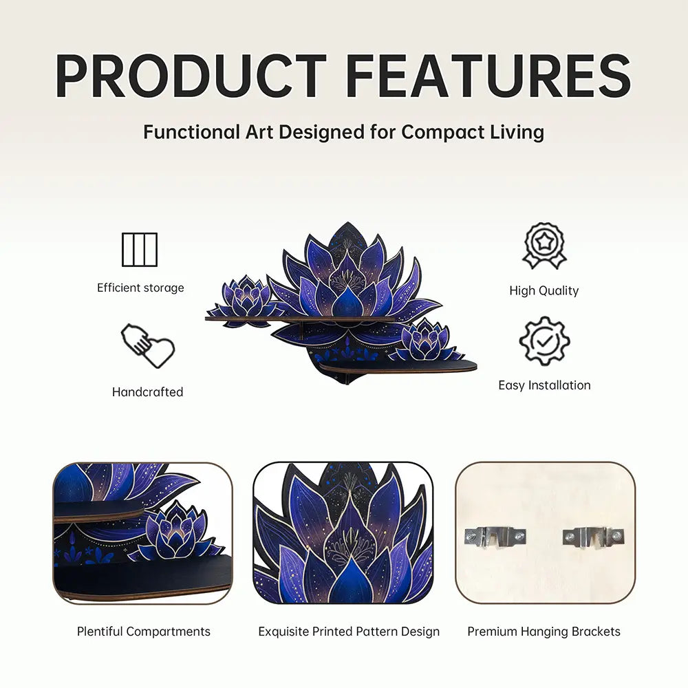 FNYDOX Purple Lotus Flower Wall Shelf