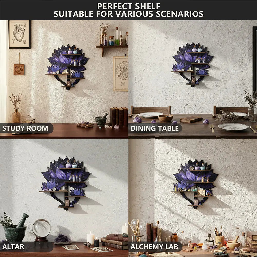 FNYDOX Lotus Flower Crystal Wall Shelf