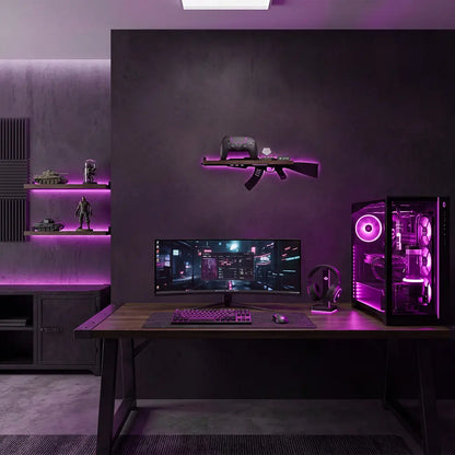 FNYDOX Man Cave Decor AK47 Gun Floating Shelves