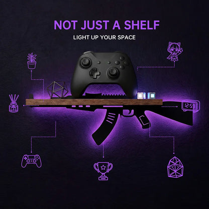 FNYDOX Man Cave Decor AK47 Gun Floating Shelves