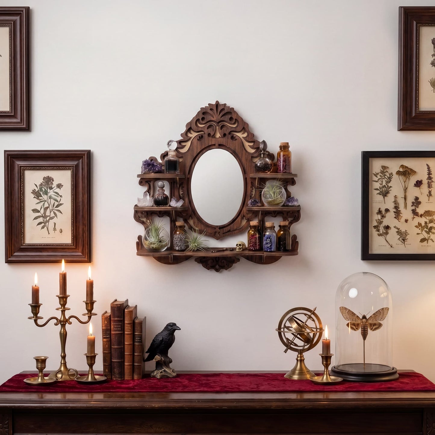 FNYDOX Vintage Wall Shelf with Mirror