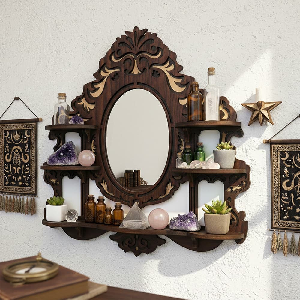 FNYDOX Vintage Wall Shelf with Mirror