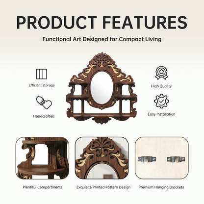 FNYDOX Vintage Wall Shelf with Mirror