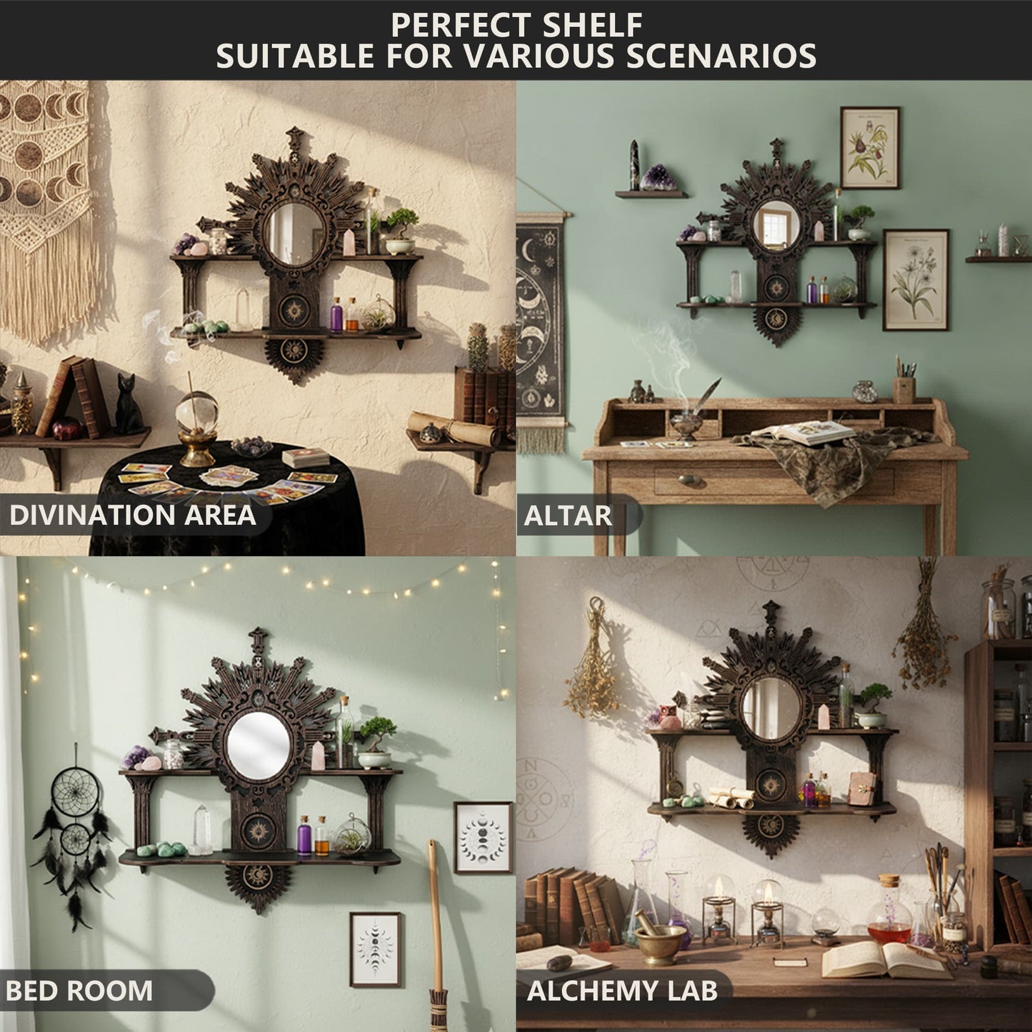 FNYDOX Vintage Floating Shelf with Mirror