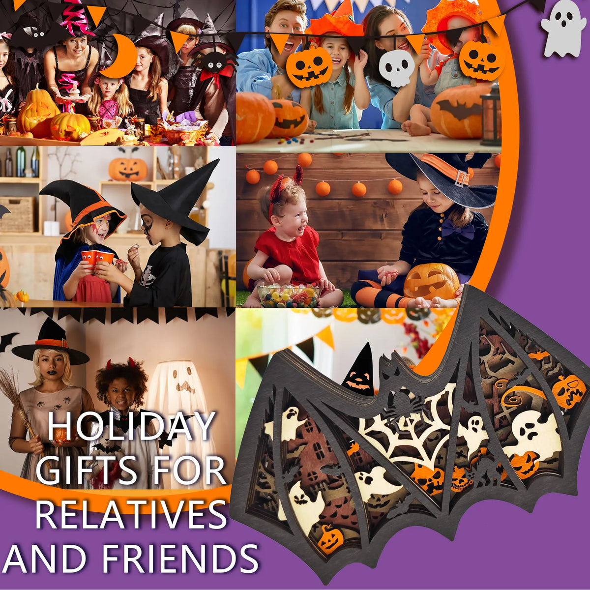 FNYDOX Halloween Bat Wooden Decor