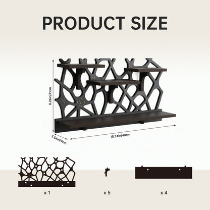 Spider Web Floating Shelf - FNYDOXGI Gothic Halloween Hanging Shelf with Hooks for Wall Oddities and Curiosities - Black Spooky Goth Wall Decor for Kitchen and Home - Crystal Display Shelf for Stones