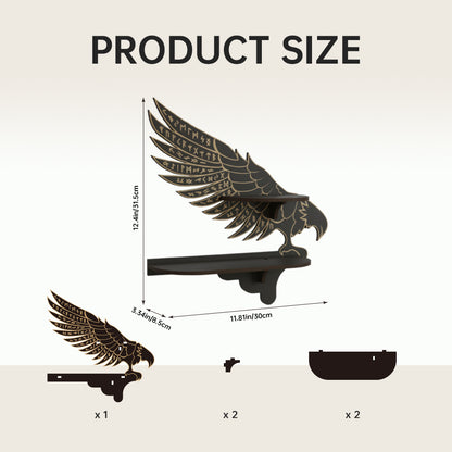 Griffin Floating Shelf - Gothic Halloween Hanging Shelf with Hooks for Wall Oddities and Curiosities - Black Spooky Goth Wall Decor for Kitchen and Home - Crystal Display Shelf for Stones