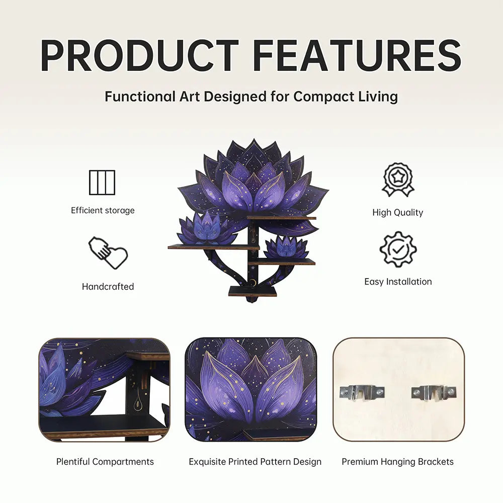 FNYDOX Lotus Flower Crystal Wall Shelf