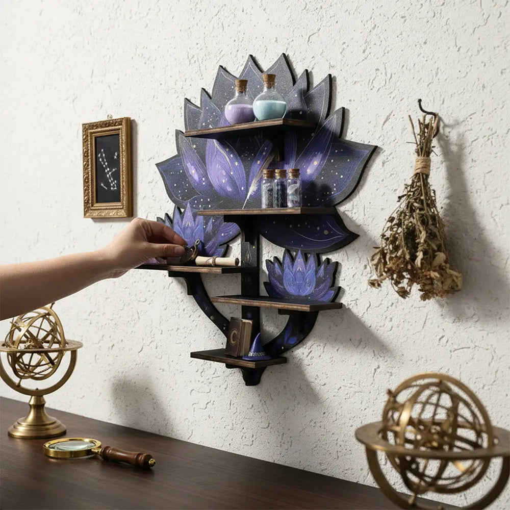 FNYDOX Lotus Flower Crystal Wall Shelf