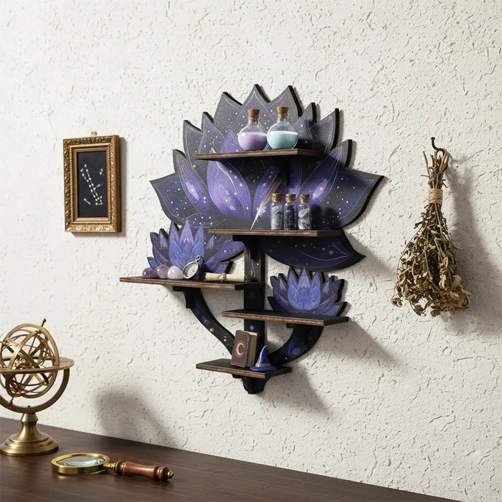 FNYDOX Lotus Flower Crystal Wall Shelf