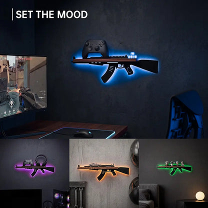 FNYDOX Man Cave Decor AK47 Gun Floating Shelves