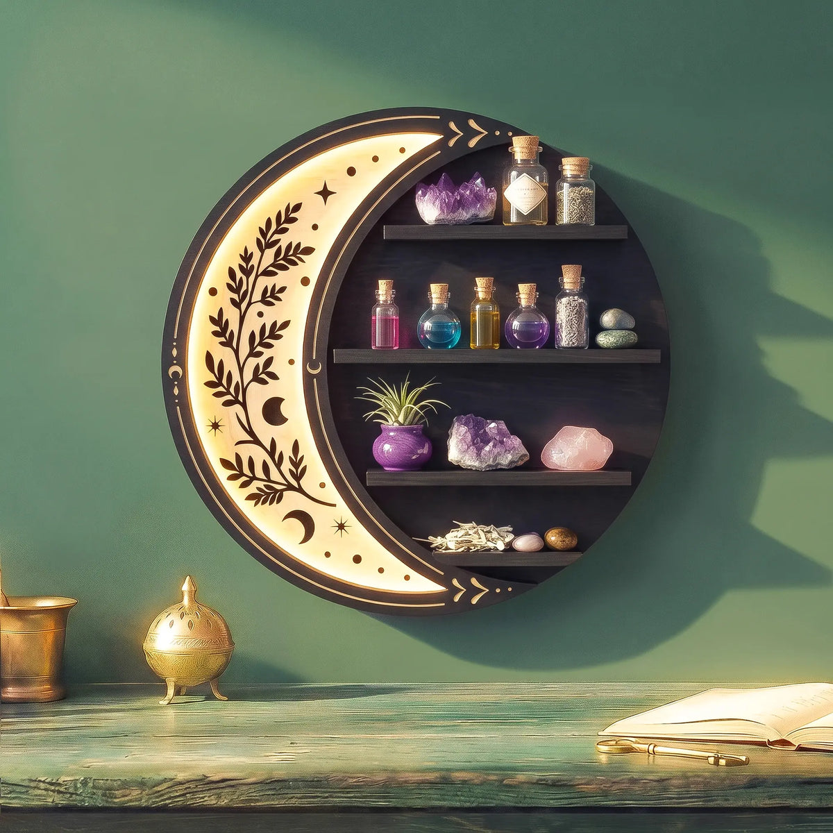 FNYDOX Cordless Wall Shelf with LED Light