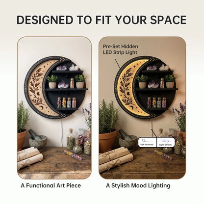 FNYDOX Whimsical Decor Moon Shelf with Light
