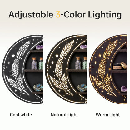 FNYDOX Moon Wall Shelf with LED Lights