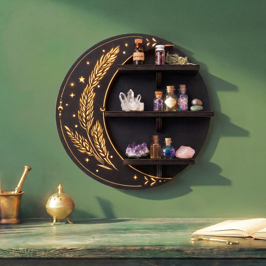 FNYDOX Moon Wall Shelf with LED Lights