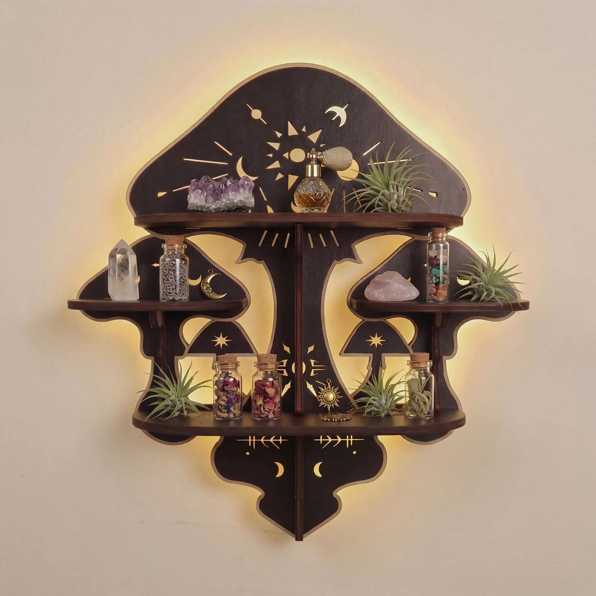 FNYDOX Witchy Mushroom Floating Shelf with Lights