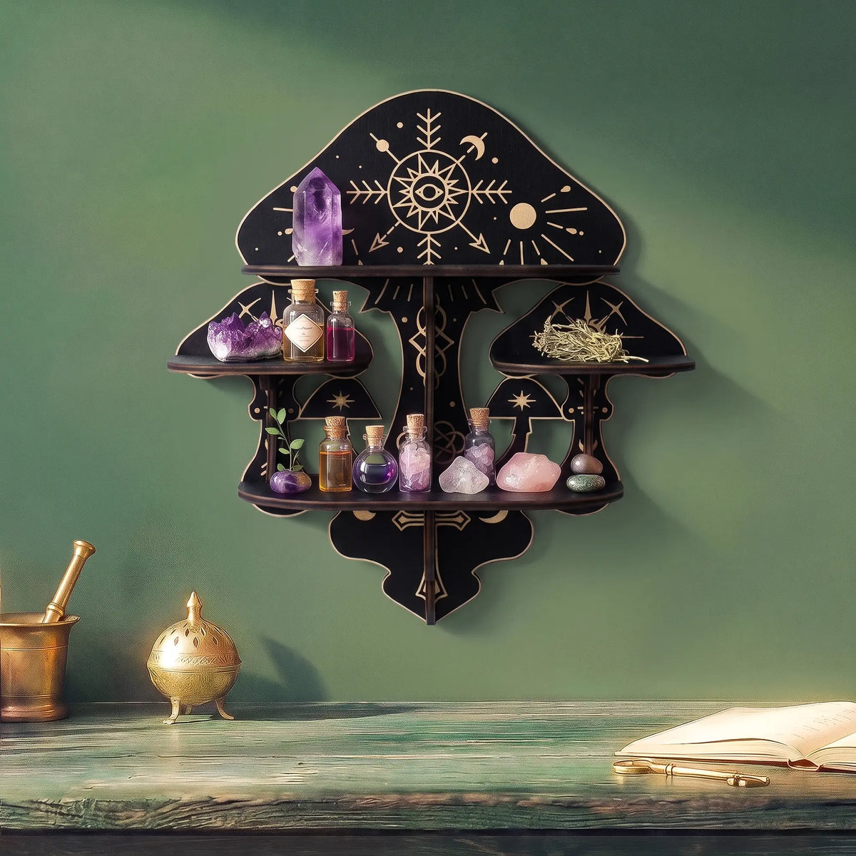 FNYDOX Wooden Mushroom Floating Shelves